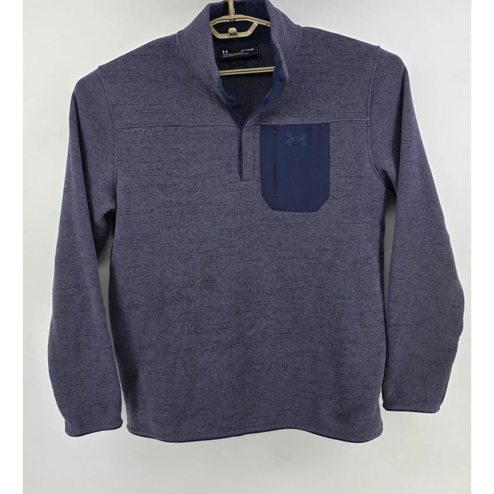 Under Armour Mens XL Sweater Specialist Henley 2.0 Blue Pullover Fleece Jacket